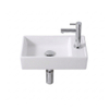 FugaFlow Efficiente Pietra Ensemble lave-mains - 40x22x10cm - céramique - trou de robinet à droite - robinet de lave-mains chromé - bonde - siphon bas - blanc brillant SW1483426
