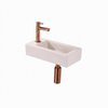 QeramiQ Fuente Lavabo pour WC - 38x18.5x9 cm - ceramique - trou de robinet de Lavabo pour WC a gauche - robinet de Lavabo pour WC cuivre brosse - siphon bas - bonde - lin SW1582104