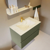 Mondiaz VICA-DLUX ensemble de meuble de salle de bain - 80cm - meuble sous-vasque armée - 2 tiroirs - lavabo encastré nuage milieu - 1 trou de robinet - version haute de 60cm - opalo SW1086460