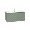 Crosswater Vergo ensemble de meubles de salle de bain - 99.8x47.6x45.5cm - 1 vasque en marbre minéral - blanc - 1 trou pour robinet - 1 tiroir - vert sauge SW910971