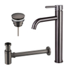 FugaFlow Eccelente Sobrado Kit mitigeur lavabo - robinet rehaussé - bonde clic clac - siphon design bas - PVD Gunmetal SW1124258