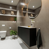 MONDIAZ TURE Toiletmeubel 120x23x50cm met 1 kraangaten 2 deuren urban mat Wastafel Eden links Solid Surface Wit SW474914
