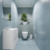 MONDIAZ ADA Meuble WC - 60x30x50cm - 0 trous de robinet - 2 tiroirs - talc mat - lavabo à droite - Solid surface - Blanc SW472503