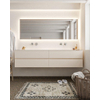 MONDIAZ VICA Badkamermeubelset - 200cm - 4 lades - wasbak Cloud dubbel - 0 kraangaten - solid surface linen SW411066
