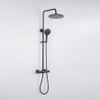 FugaFlow Eccelente Ensemble de douche de tête - thermostatique - douche de tête 25cm - flexible métallique - douchette ronde - noir mat SW1451008