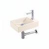 Saniclass Fuente fonteinset – rechthoekig – 40x22x10 cm – solid surface beige – chromen kraan SW1587192