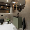 MONDIAZ TURE Toiletmeubel 60x23x50cm met 0 kraangaten 2 deuren army mat Wastafel Eden midden Solid Surface Zwart SW475325
