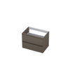 INK Wastafelonderkast - 70x45x52cm - 2 lades - greeploos - MDF lak - Mat taupe SW1443703