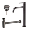 FugaFlow Eccelente Sobrado Slim Slim Kit mitigeur lavabo - robinet rehaussé - bonde clic clac - siphon design - PVD Gunmetal SW1124368