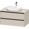 Duravit Ketho.2 Wastafelonderbouwkast - inclusief consoleplaat - met 2 laden - 100x55x56.8cm - met handgrepen antraciet - taupe supermat SW773122