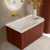 Mondiaz KURVE-DLUX Ensemble de meuble de salle de bains - 85x46x40cm - 1 tiroir - 1 porte - lavabo solid surface - gauche - sans trou de robinet - Ruby SW1415782