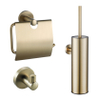 FugaFlow Eccelente Ensemble d'accessoires WC - porte-brosse WC - fermé - crochet porte-serviette - porte-rouleau WC - avec clapet - laiton brossé (or) SW1450568