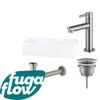 FugaFlow Eccelente Arredo fonteinset - 36x18.5x9cm - 1 kraangat - solid surface - fonteinkraan RVS geborsteld - mat wit - Black Friday - SW1125296