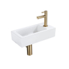 Fortifura Fuente fonteinset - 36x18.5x9cm - 1 kraangat - solid surface - fonteinkraan messing geborsteld - mat wit SW1111573