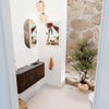 Mondiaz JOYA-DLUX 91.6cm toiletmeubel - ronding links kleur Walnut - Wastafel FAYE positie Rechts 1 kraangat kleur Sombra. SW1424753
