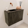 Mondiaz JOYA-DLUX 60cm toiletmeubel - kleur Shadow - Wastafel FAYE positie Links Zonder kraangat kleur Lava. SW1422806