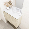 Mondiaz OLAN Meuble lave-mains 80x30x40cm sans trous de robinet 1 tiroir Light brown grey mat avec lavabo LEX Centre Solid Surface Blanc SW473518