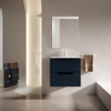 Saniclass Prime Balance Meuble de salle de bain - 60x55x45cm - 1 vasque rectangulaire en céramique blanc - 1 trou de robinet - 2 tiroirs - miroir rectangulaire - mat marine bleu SW916126