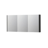 INK SPK2 Spiegelkast - 160x14x74cm - 3 deuren - dubbelzijdige Spiegel - schakelaar en stopcontact - MDF lak zwart mat SW440206