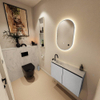 MONDIAZ TURE-DLUX Meuble toilette - 80cm - Plata - EDEN - vasque Opalo - position gauche - 1 trou de robinet SW1104523