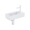 FugaFlow Efficiente Ensemble fontaine Pietra - 37,5x18,5x9cm - céramique - trou de robinet à droite - robinet de fontaine mat blanc - bouchon de vidange - siphon abaissé - Mat blanc SW1442198