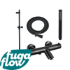 FugaFlow Eccelente Sobrado Badkamer badkraan met glijstangset met staafhanddouche, gladde doucheslang zwart mat - Black Friday - SW1123997