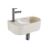 QeramiQ Fuente Ensemble de Lavabo - 40x21.5x12cm - gauche - lisse - demi-rond - 1 trou de robinet - céramique - robinet de lave-mains gunmetal - bouchon de vidange - siphon abaissé - beige SW1232831
