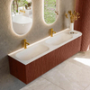 Mondiaz KURVE Ensemble de meubles de salle de bains - 175x46x40cm - 2 tiroirs - 1 porte - vasque solid surface - double / gauche - 2 trous de robinet - Ruby SW1415337
