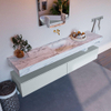Mondiaz ALAN-DLUX Ensemble de meuble - 200cm - meuble Clay mat - 2 tiroirs - Lavabo Cloud Glace suspendu - vasque Centre - 0 trous de robinet SW806265