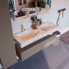Mondiaz ALAN-DLUX Ensemble de meuble - 130cm - meuble Smoke mat - 2 tiroirs - Lavabo Cloud Frappe suspendu - vasque Gauche et droite - 2 trous de robinet SW804915