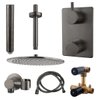 Adema Shower inbouwdoucheset 30cm hoofddouche met plafondbevestiging compleet gunmetal SW519683 Adema Shower inbouwdoucheset 30cm hoofddouche met plafondbevestiging compleet gunmetal SW519683