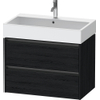 Duravit Ketho 2 meuble sous-lavabo avec 2 tiroirs 78.4x46x54.9cm avec poignées chêne anthracite noir mat SW772863