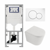 QeramiQ Dely Toiletset - Geberit UP320 inbouwreservoir - met Burda frame - witte bedieningsplaat - softclose toilet zitting - 35mm - mat wit SW1235395