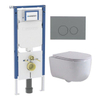QeramiQ Dely Swirl Toiletset - 36.3x51.7cm - Geberit UP720 Duofix Sigma inbouwreservoir - slim zitting - bedieningsplaat licht grijs - ronde knoppen - wit mat SW1413156