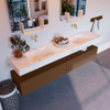Mondiaz ALAN-DLUX Ensemble de meuble - 200cm - meuble Rust mat - 2 tiroirs - Lavabo Cloud Ostra suspendu - vasque Gauche et droite - 0 trous de robinet SW807713