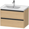 Duravit Ketho.2 Wastafelonderbouwkast - met 2 laden - voor waskom links - 78.4x45.5x54.9cm - met grepen antraciet - natuur eiken mat SW772791