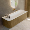 Mondiaz KURVE-DLUX Ensemble de meuble de salle de bains - 135x46x40cm - 1 tiroir - 1 porte - lavabo solid surface - droit - sans trou de robinet - Dusk SW1414922
