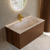 MONDIAZ KURVE-DLUX Meuble de salle de bains 90cm couleur Walnut avec 1 tiroir et 0 porte. Lavabo BIG SMALL Central 1 trou de robinet Nata. SW1432181
