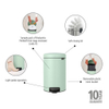 Brabantia NewIcon Pedaalemmer - 12 liter - kunststof binnenemmer - jade green SW1026502