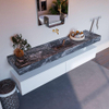 Mondiaz ALAN-DLUX Ensemble de meuble - 200cm - meuble Talc mat - 2 tiroirs - Lavabo Cloud Lava suspendu - vasque Centre - 0 trous de robinet SW807967