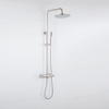 Fortifura Calvi Regendoucheset - thermostatisch - 25cm - hoofddouche - metalen slang - staaf handdouche - PVD - geborsteld RVS SW1204409