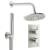 Crosswater MPRO Ensemble de douche de tête encastré - 2 poignées - douche de tête 20 cm - douchette - bras mural - inox brossé SW1472611