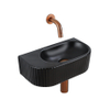 QeramiQ Fuente pack lave-mains – demi-rond – 40 x 21,5 x 12 cm – céramique noir mat – sans perçage – cannelé SW1233128