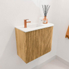 Mondiaz JOYA 51.6cm toiletmeubel - ronding rechts kleur Oak - Wastafel FAYE positie Links 1 kraangat kleur Talc. SW1421148