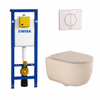 QeramiQ Dely Swirl Pack WC - 36,5x53cm - réservoir encastré Wisa XS - abattant mince - plaque de commande blanche - boutons ronds - beige SW1130206
