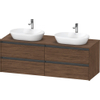 Duravit Ketho.2 Wastafelonderbouwkast - inclusief consoleplaat - met 4 laden - voor dubbele waskommen - 160x55x56.8cm - met handgrepen antraciet - donker noten mat SW772219