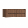 H&R Badmeubelen Juice Wastafelonderkast - 140x45x50cm - linkerhoek afgerond - 4 lades - geïntegreerde greep - Dark oak SW1490580