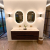 Mondiaz CIRO-DLUX Badkamermeubelset - 150x45x50cm - Solid surface wastafel Nata - 2 wasbak Dubbel - zonder kraangaten - 4 lades - Walnut SW1530596