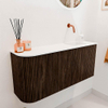 Mondiaz JOYA 91.6cm toiletmeubel - ronding links kleur Walnut - Wastafel FAYE positie Rechts Zonder kraangat kleur Talc. SW1421302