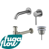 FugaFlow Eccelente Sobrado Slim Slim Kit mitigeur lavabo - robinet encastrable - bonde non-obturable - siphon design bas - PVD SW1125310